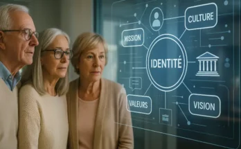 Seniors regardent l'identite de l'entreprise